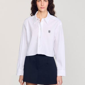 [산드로] Cropped Poplin Shirt - White 흰색 ZF6160S101