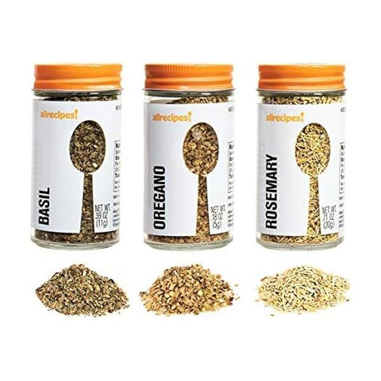 Allrecipes 뜨거운 향신료(카이엔 훈제 파프리카 크러시드 <b>레드 페퍼</b>) 뿌리기용 탈착식 체 캡이 있는 유리병 3개 세트  Set Of 3