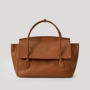 킨더살몬 Tessa Leather Tote Bag Cognac (From Italy)