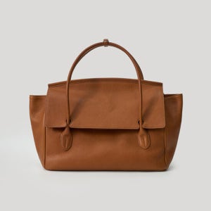 킨더살몬 Tessa Leather Tote Bag Cognac (From Italy)