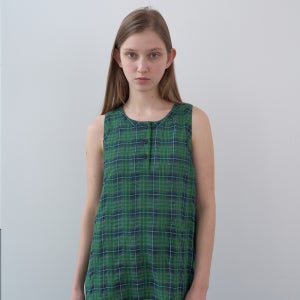 [엔조블루스] 코튼 타탄 체크 롱 드레스 (Green)