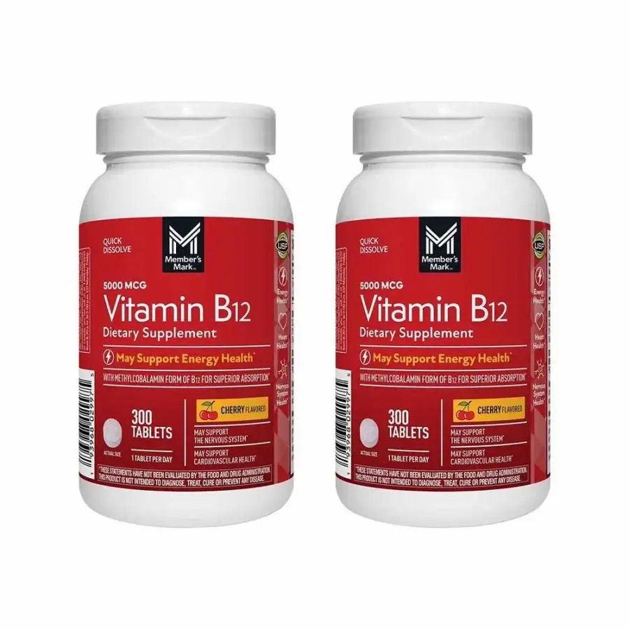 <b>멤버스마크 비타민</b> B12 퀵 디졸브 정제 5000mcg 체리맛 300정 2개