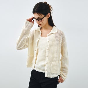 [몽돌] [26SS]_[SET] 썸머 크로쉐 카라 가디건 & 슬리브리스 크림 MDCD057CREAM