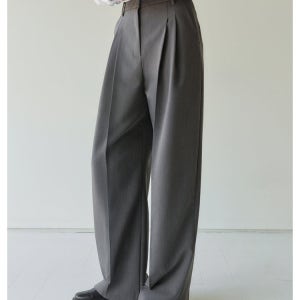 [앳코너] Classic Two-Tuck Wide Slacks Grey AT6PAA027GE