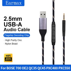 Bose QC25 700 QC35 QC45 Live2 DT240Pro Y50 Y40 교체 가능한 TYPE-C USB-A Lightning-2.5mm 데스크탑 컴퓨터 헤드폰 케이블