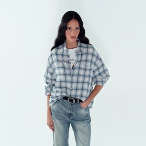 [노이스] W YARN DYED WASHER CHECK SHIRT - COOL GRAY