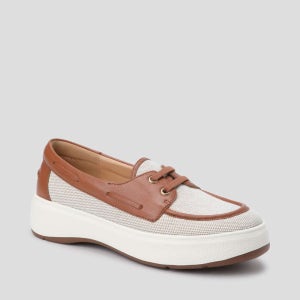 [여성] 슈렁큰 누벅 소가죽 보트슈즈 BEIGE COMBI