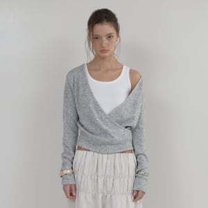 [아수라] SOFT WRAP KNIT T (MELANGE GREY)