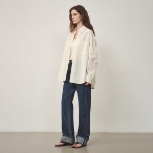 [오스트카카] 셀비지 롤업 와이드 데님 팬츠 블루