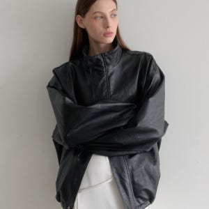 [르나브] esy Half Leather Jacket (블랙) JK004-1