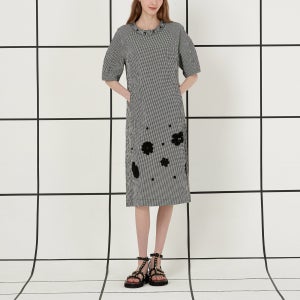 [기비] 깅엄 체크 플라워 원피스 GY24M1FRD4599