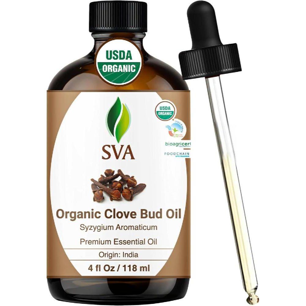 SVA 정향 에센셜 오일 유기농 천연 디퓨저 헤어 케어 얼굴 스킨 아로마테라피 비누양초  카르<b>테리</b>  0.33 Fl Oz(1팩)