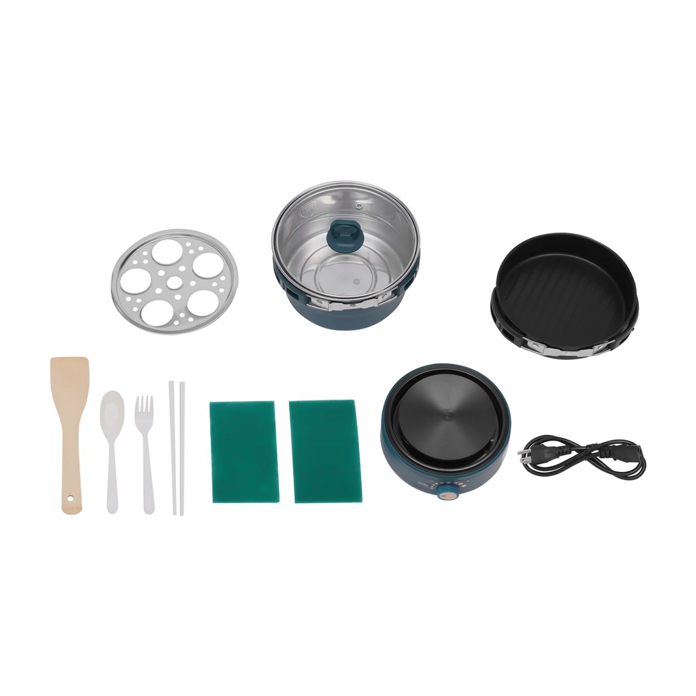 휴대용 스테인레스 스틸 전기 수프 스티머 냄비 보일러 접이식 220V 분할 프라이팬 밥솥 여행용 전골 스튜  표준 한국 표준 연합  Gr n