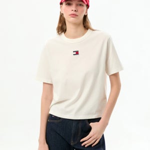 타미진스 박시 핏 배지 티셔츠 T32G1TTO26TWT1YBL