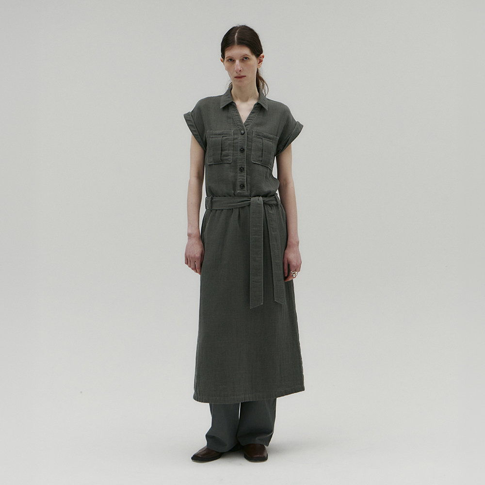 [솔티페블] VINTAGE WASHED SHIRT DRESS [GREY]
