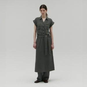 [솔티페블] VINTAGE WASHED SHIRT DRESS [GREY]
