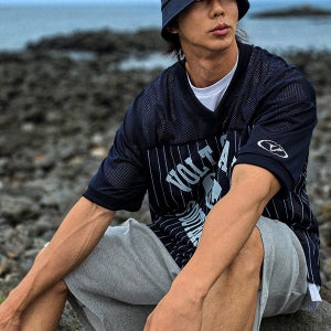 (XL-6XL)칼라파나 져지반팔티[VOLT 메쉬 스트라이프 옆트임 빅사이즈]