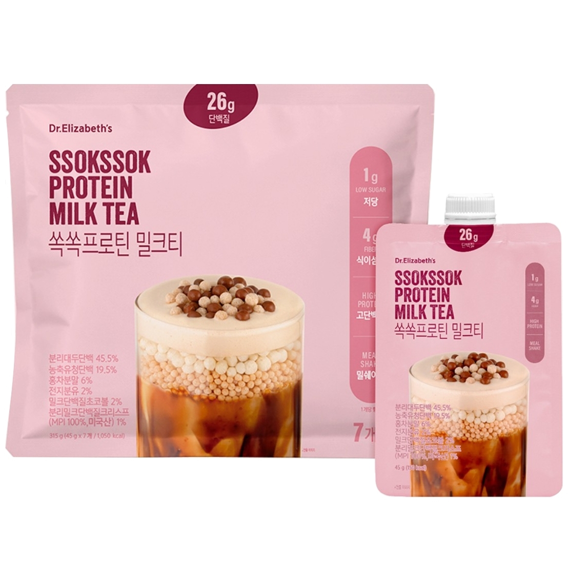 스포츠바이오텍 닥터엘리자베스 쏙쏙프로틴 밀크티 45g, 7포, 1개