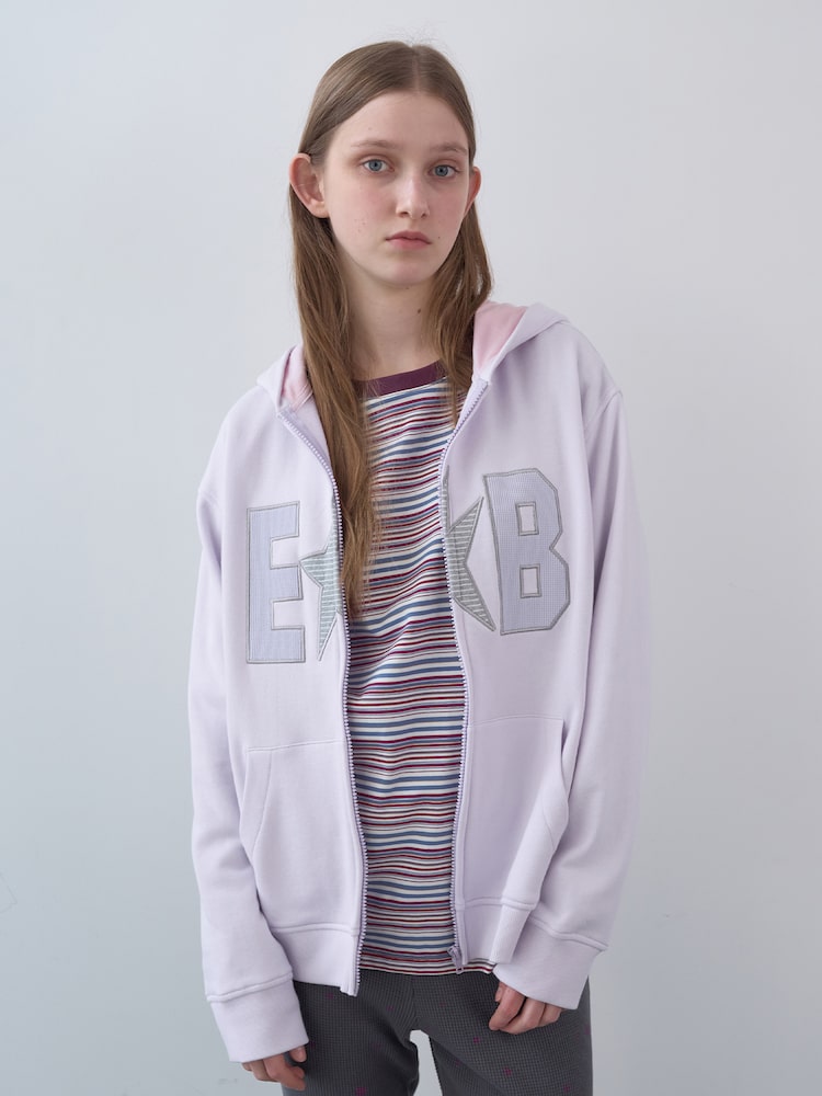[엔조블루스] Waffle Patch Zip-Up Hoodie - Pastel Pink 연분홍색 QQ6241EB4Y 261WPZTOP021