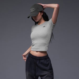 [본투윈] W B PENDANT RIBBED T-SHIRTS [MELANGE GREY]