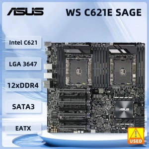 ASUS WS C621E SAGE PRO WS C621-64L SAGE/10G 워크스테이션 마더보드 C621 LGA 3647 5218 5220S 6138 CPU DDR4 지원 Xe