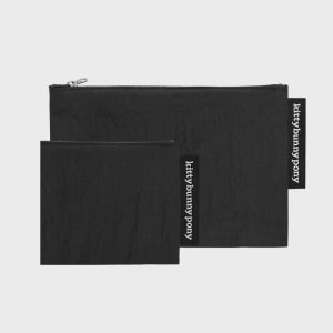 [키티버니포니] 크링클 립스탑 블랙 파우치