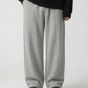 행텐 더블페이스 사이드 다트 배럴 핏 팬츠_그레이