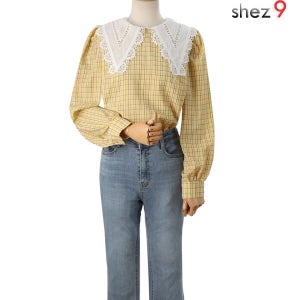 쉬즈넘버나인 [쉬즈넘버나인]로이 체크빅카라 블라우스