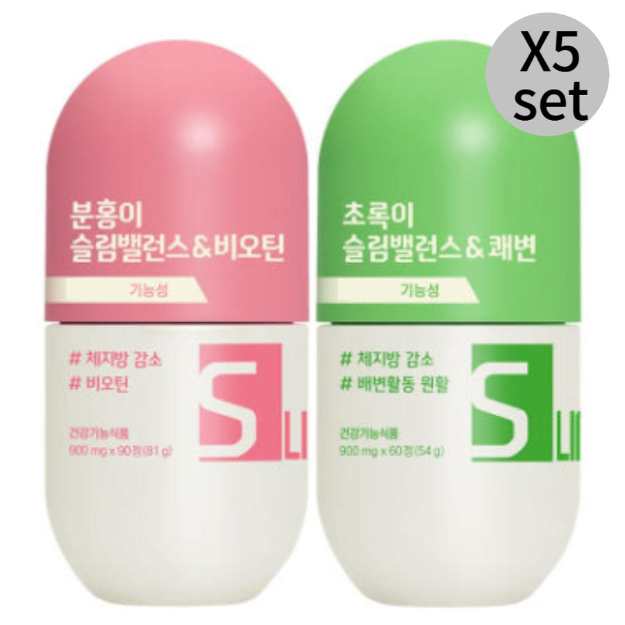 <b>GRN</b> 분홍이 초록이 슬림밸런스 비오틴 <b>쾌변</b> 2종set X5