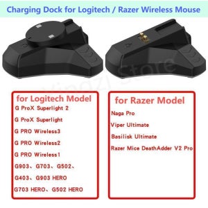 Logitech PROX2/1, GPW4/3/2/1용 무선 마우스 충전기 충전 도크 Razer V2 Pro/Naga Pro/Viper Ultimate/Basilisk Ultimat