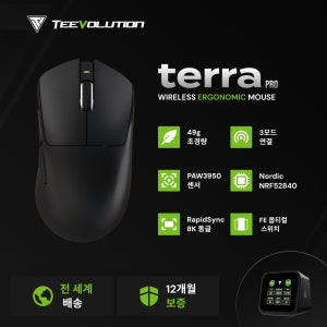 TEEVOLUTION TERRA PRO XD9 무선 게임용 마우스 PAW3950 Nordic 52840 초경량 마우스 49g 8KHz 스크린 수신기 마우스 포함