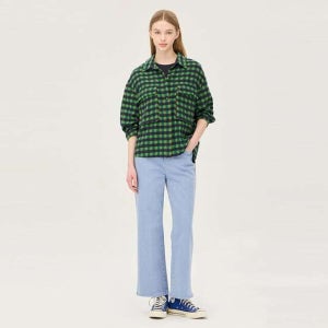 베네통(아울렛) 빅 포켓 체크 블라우스 BABLE1511