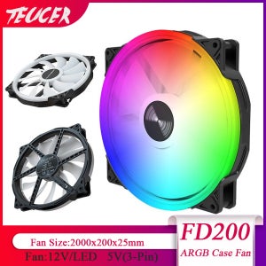 TEUCER ARGB LED PC 케이스, 선풍기 데스크탑 PC 케이스, 쿨러 액세서리, FD200 컴퓨터 케이스, 선풍기 냉각 팬, 200mm, 5V, 3 핀