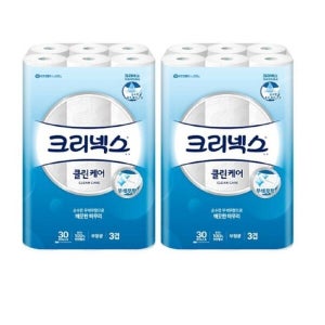 케이티알파쇼핑 크리넥스 3겹 천 연펄프 클린케어 화장지 25m X 30롤 + 30롤