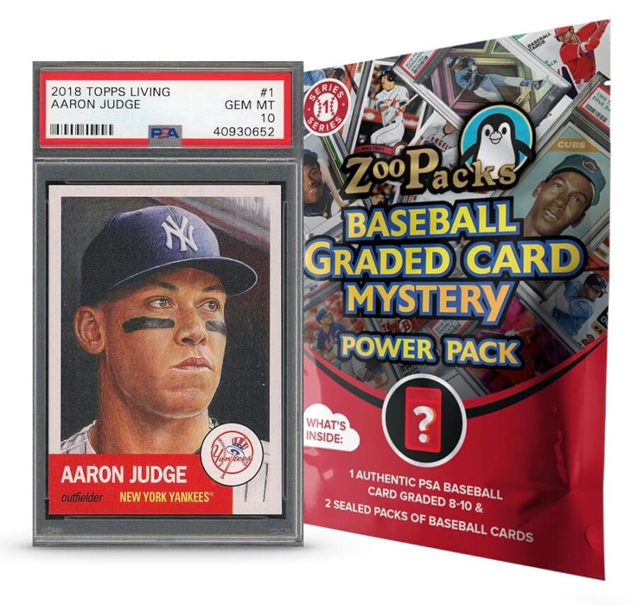 [아마존 공식]Aaron Judge PSA 등급 카드 미스터리 파워 팩 - PSA 등급 아론 심사 카드 1개 및 팩 당 카드 2팩 - 아마존 독점