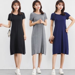 친절한탄씨 여자 20대 30대 데일리 라운드 반팔 원피스 홈웨어 여자원피스 여자학생원피스