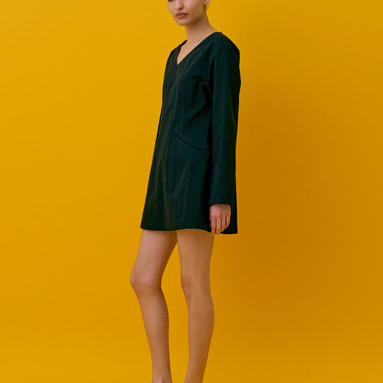 분더캄머 V-Neck Mini Dress_Black
