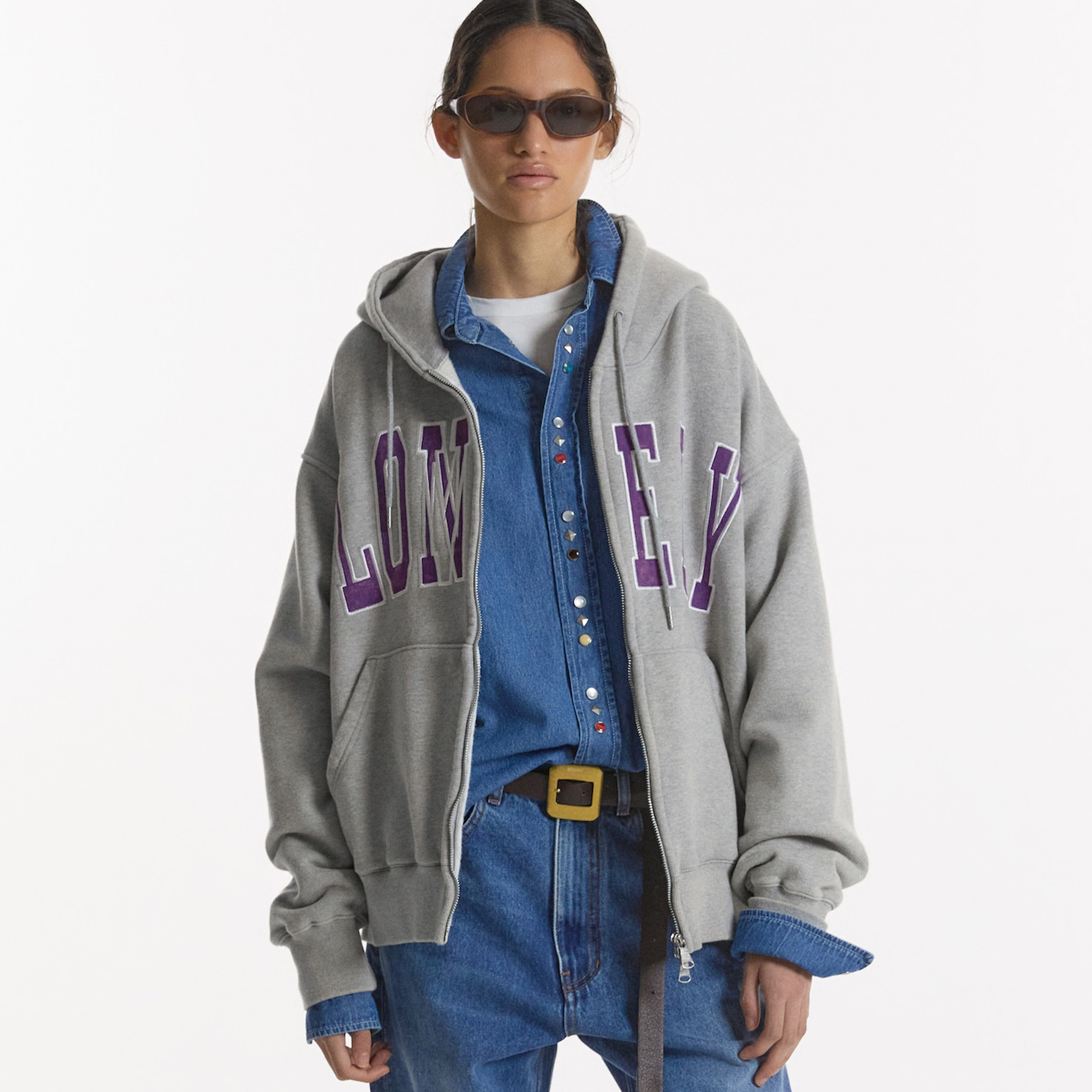 [노앙] LONELY/LOVELY WASHED HOODIE ZIP-UP GRAY