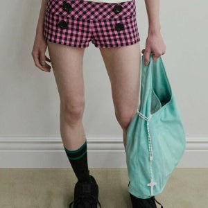 스컬프터 New Emo Gingham Micro Shorts Pink