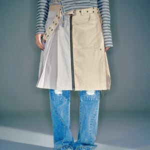 베이컨트 아카이브 Renny Layered Two-Tone Skirt Beige