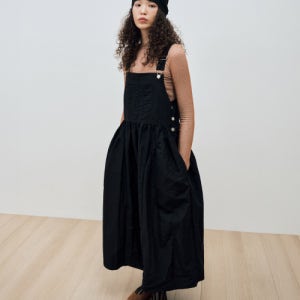 [마이스] SIDE PUFF NYLON OVERALL DRESS / BLACK 202358