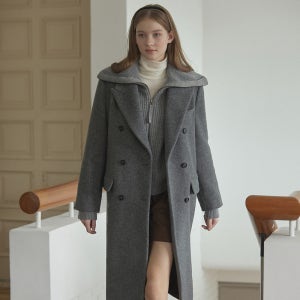 [논로컬] Wool Blend Double Coat - Charcoal