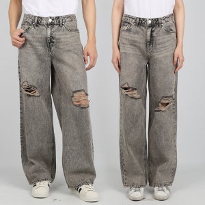 게스 남녀공용 청바지 블리치드 와이드 그레이 MP6D5053