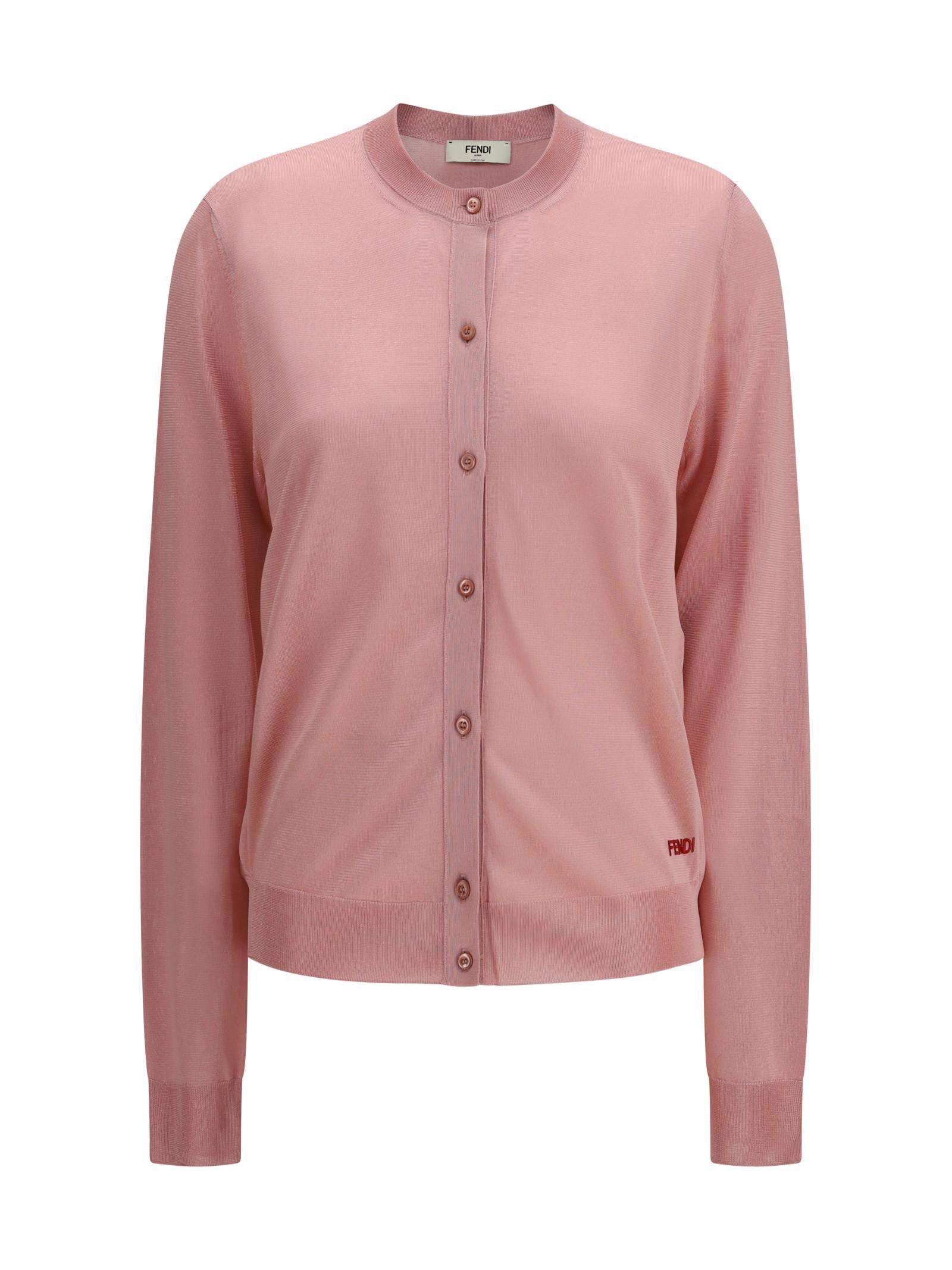 펜디 K68 FZE574AW4V F1W0S 여성 니트 스웨터 가디건 Cardigan crewneck in viscose with embroidered logo