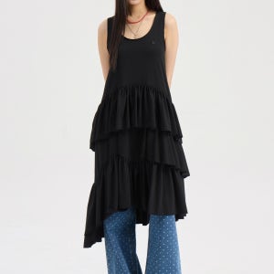 [럭키슈에뜨]Chouetties Sleeveless Teard Dress (black) 블랙 LADAX26320BKX