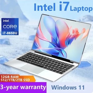 2026년형 새 사무용 노트북 I7 인텔 코어 I7-8650U 윈도우 11 프로 12GB 램 1TB/2TB SSD 4K HD 노트북 학습용 노트북