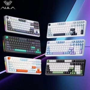AULA 독거미 F99 PRO new 무선 기계식 게이밍 키보드 8000mAh 100%배열 Gasket구조 --경해축-다크 나이트