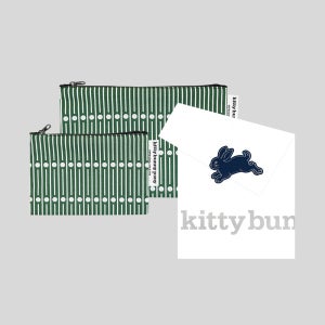 [키티버니포니] [선물포장] 밀러 그린 파우치 스몰 & 미디움 세트