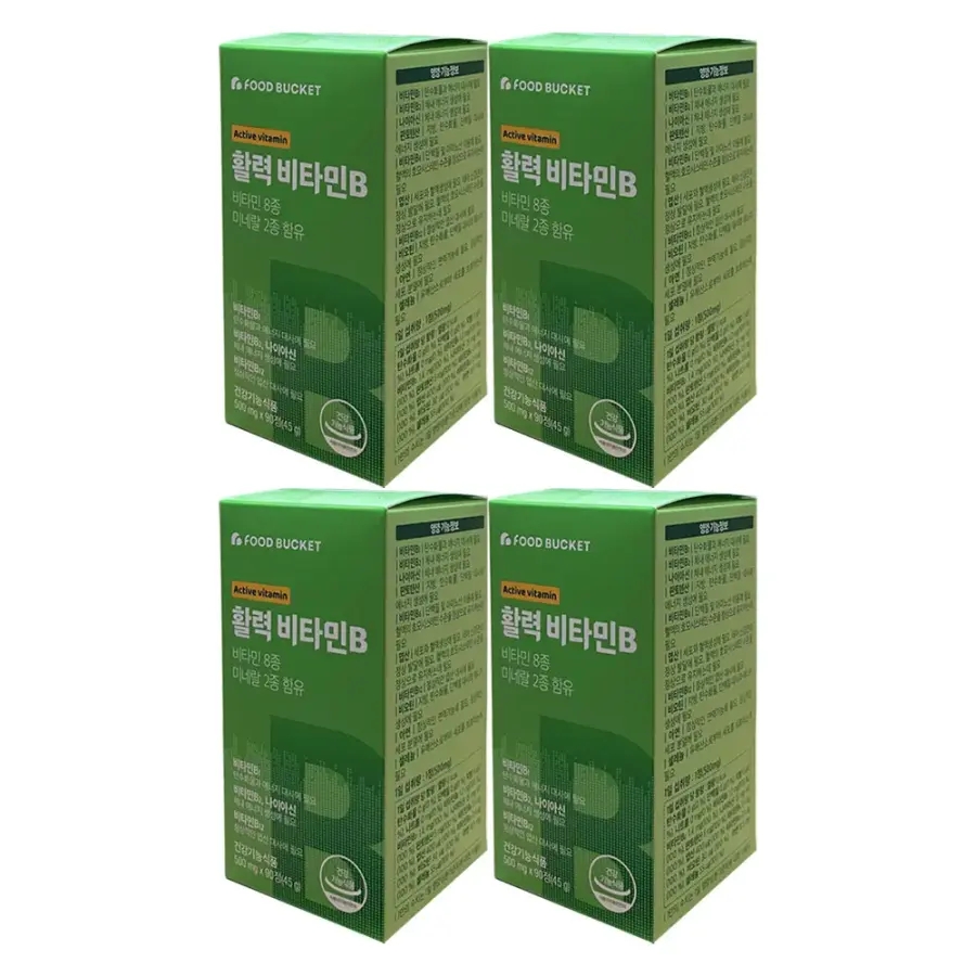 <b>푸드버킷 활성비타민B 컴플렉스</b> 500mg x 90정 4개