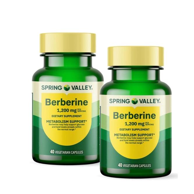 <b>스프링밸리</b> 베르베린 1200mg 메타볼리즘 서포트 캡슐 40정 2개 Spring Valley Berberine